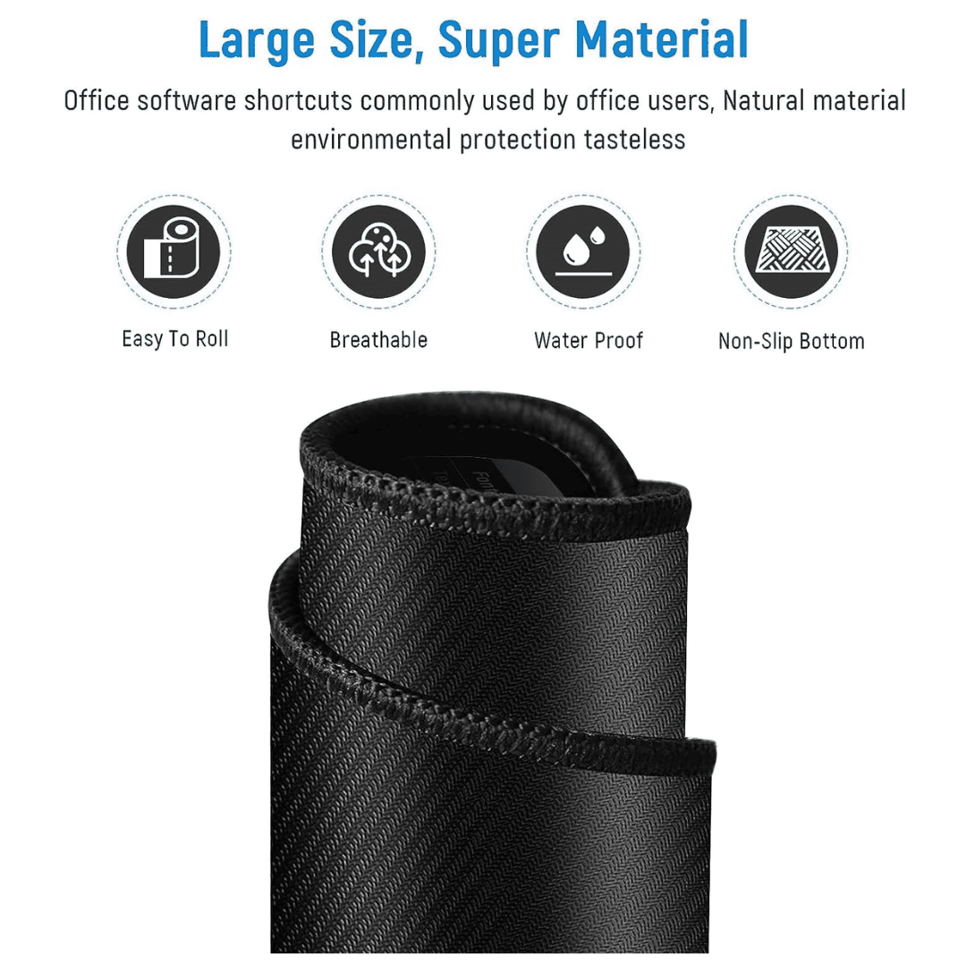 Extended Gaming Mouse Pad with Keyboard Shortcut Reference – Large Desk Mat