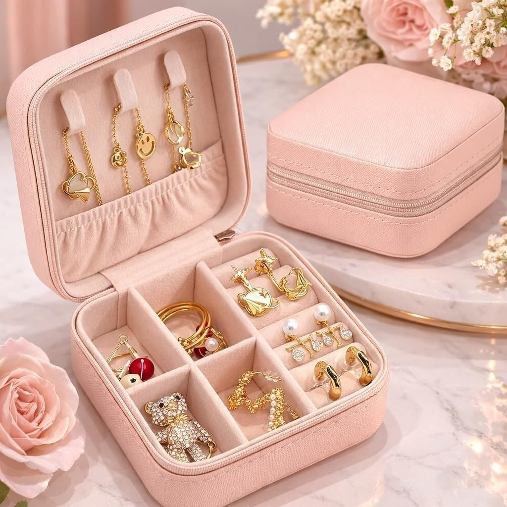 Travel Jewellery Box with Zipper Closure