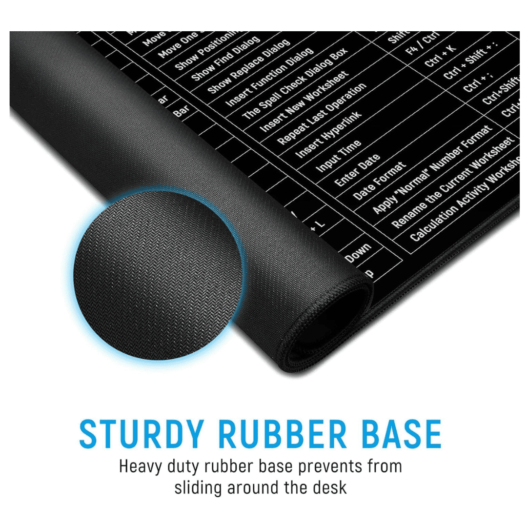 Extended Gaming Mouse Pad with Keyboard Shortcut Reference – Large Desk Mat