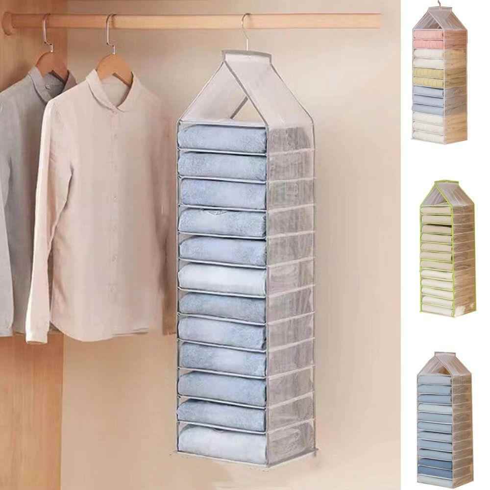 6-Slot Hanging Closet Organizer – Foldable Wardrobe Storage Shelf