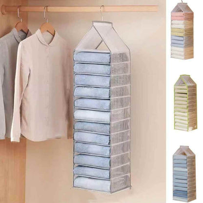 6-Slot Hanging Closet Organizer – Foldable Wardrobe Storage Shelf