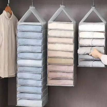 6-Slot Hanging Closet Organizer – Foldable Wardrobe Storage Shelf