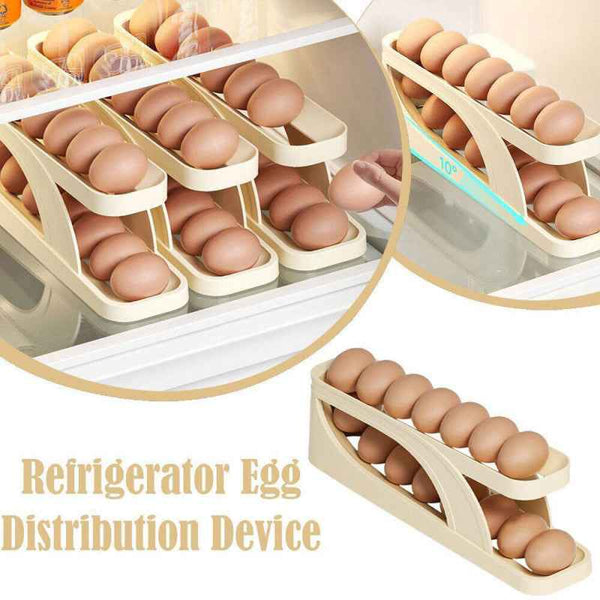 Rolling Egg Storage Rack – Automatic Refrigerator Egg Dispenser Holder