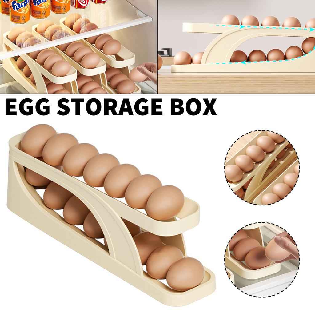 Rolling Egg Storage Rack – Automatic Refrigerator Egg Dispenser Holder