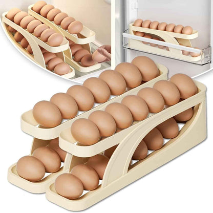 Rolling Egg Storage Rack – Automatic Refrigerator Egg Dispenser Holder