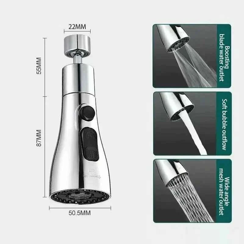 360° Kitchen Sink Faucet Sprayer – High Pressure Water Saving Tap Nozzle