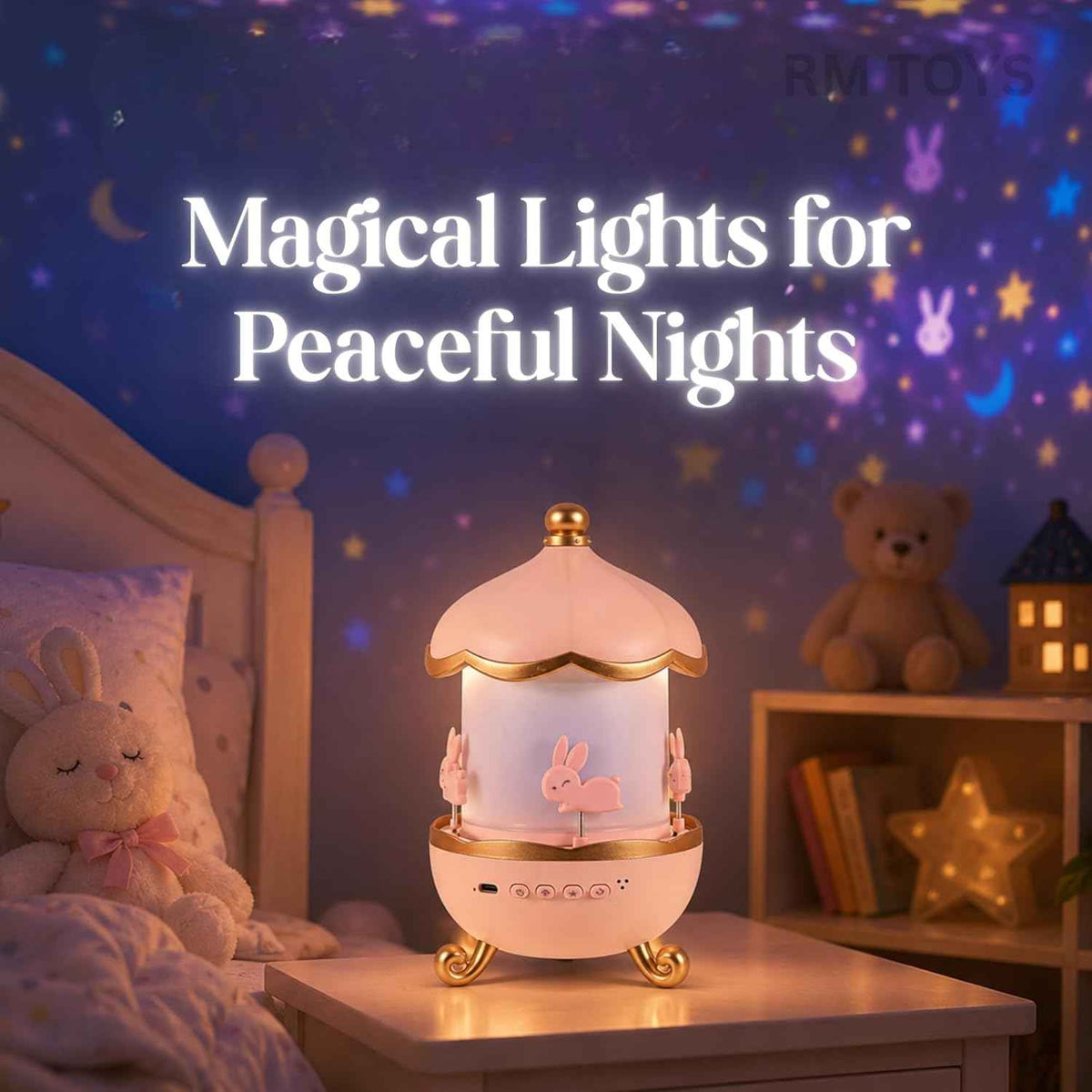 Bluetooth Speaker Night Lamp with LED Fairy Lights, Cute Bunny Decorative Table Lamp (1 Pc)