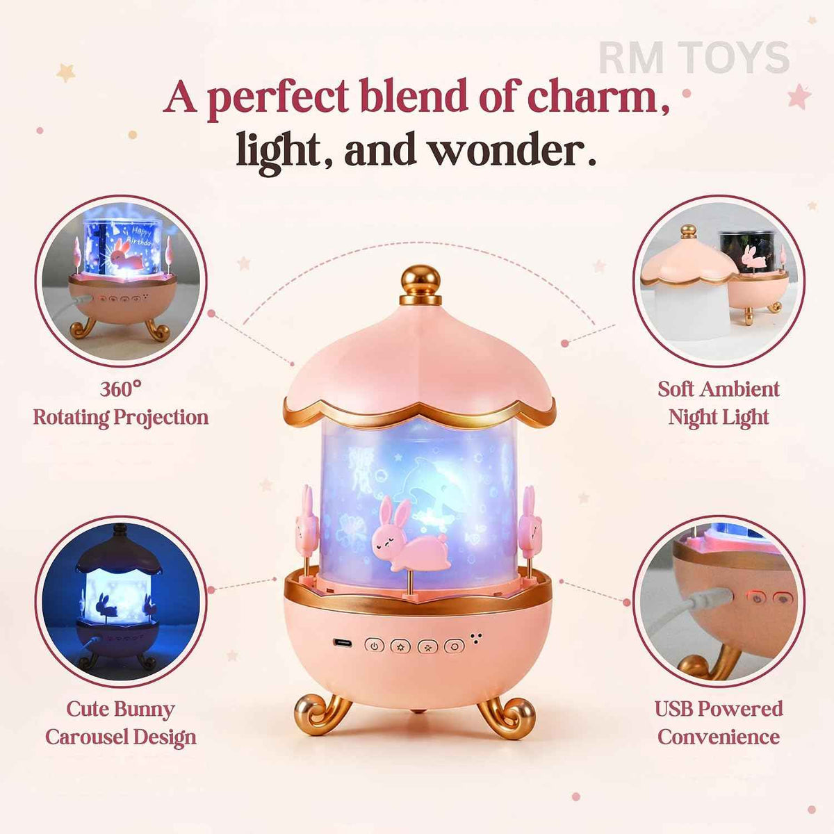 Bluetooth Speaker Night Lamp with LED Fairy Lights, Cute Bunny Decorative Table Lamp (1 Pc)