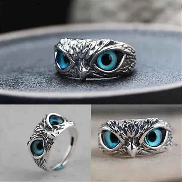 Silver Plated Owl Eye Ring for Men & Women