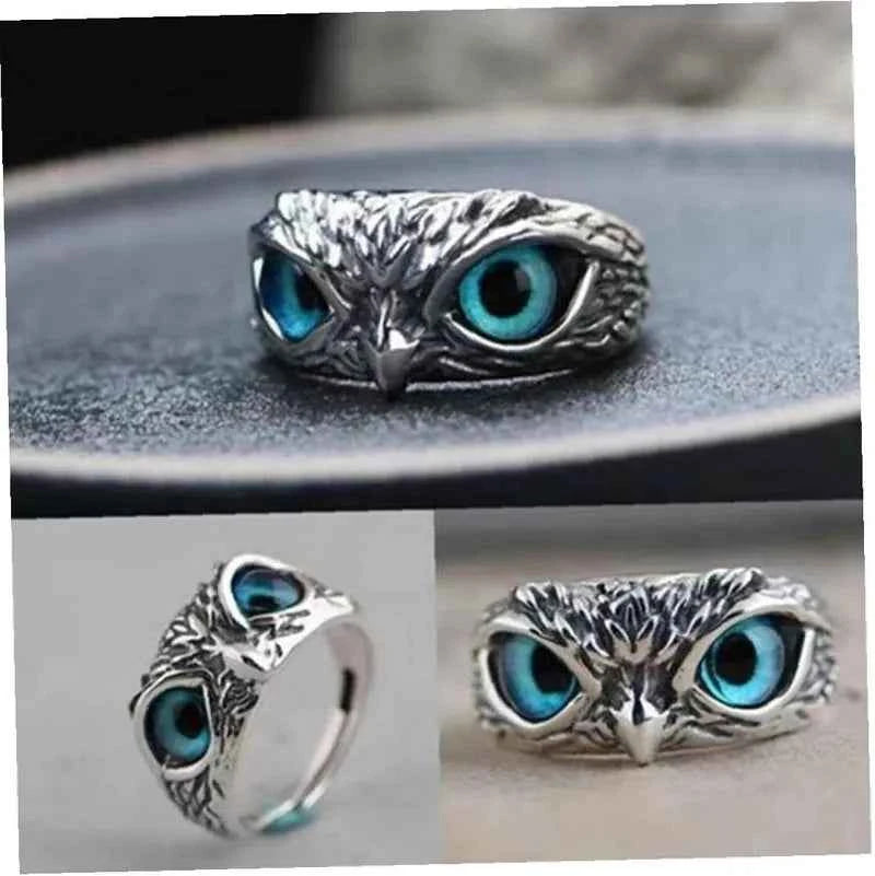 Silver Plated Owl Eye Ring for Men & Women
