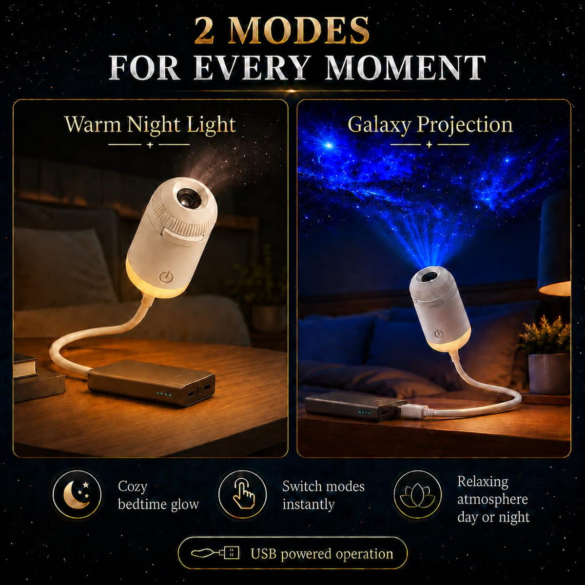 USB Galaxy Star Projector Light with Space Into a Starry Escape ✨