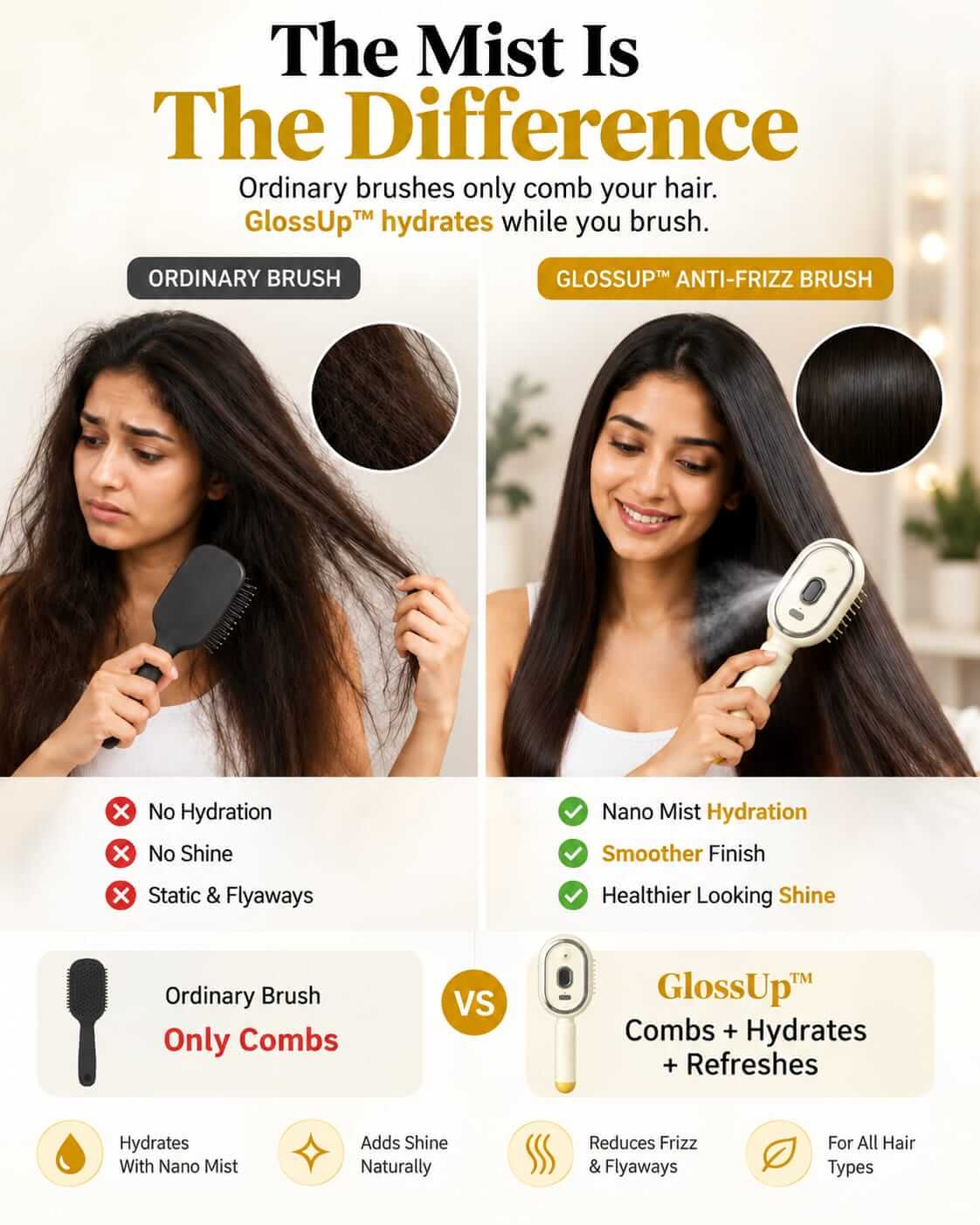 Smart Mist & Scalp Massage Hair Brush