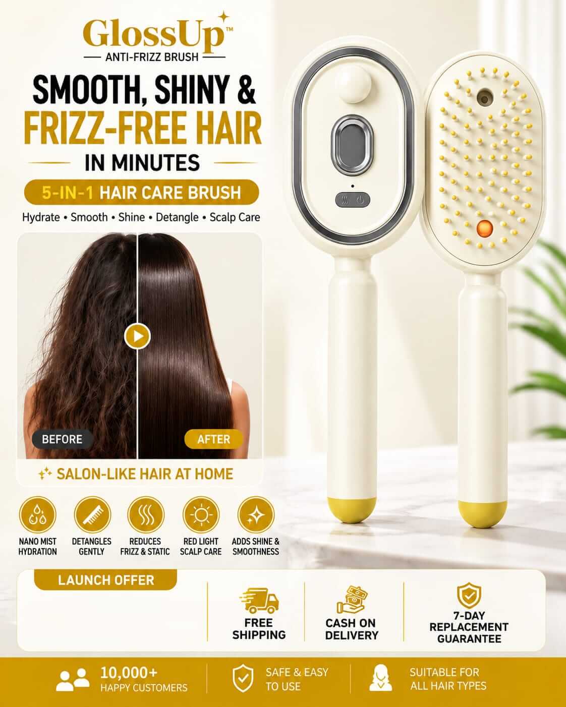 Smart Mist & Scalp Massage Hair Brush
